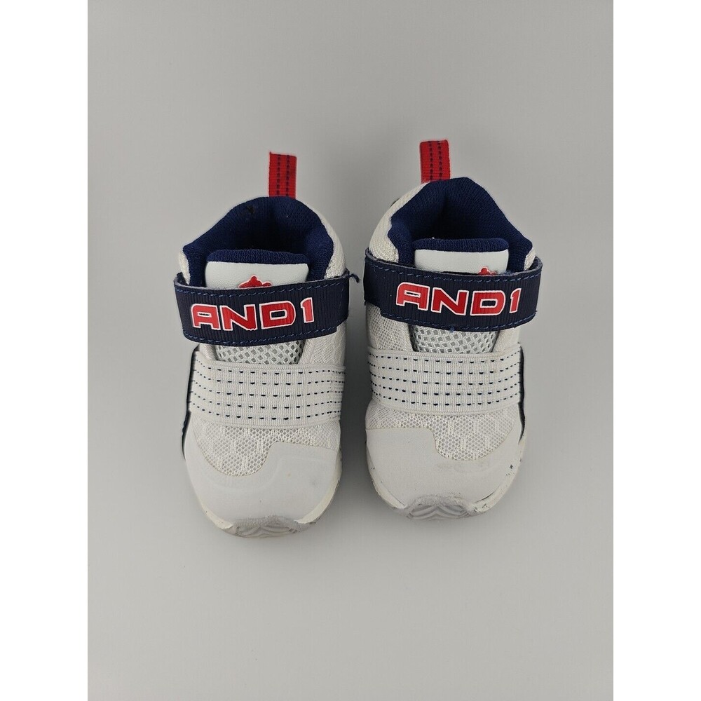 AND1 Toddler Boys High Top Athletic Sneakers Tennis Shoes Size 2 White Blue